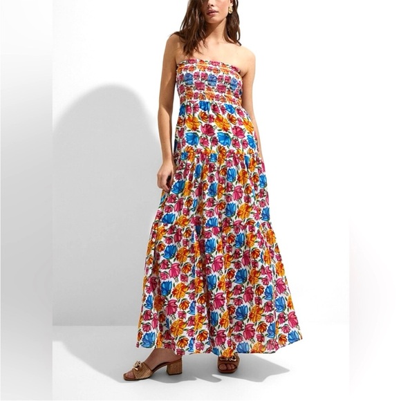 Abel The Label Strapless Tiered Floral Maxi Dress Anthropologie - Picture 1 of 8